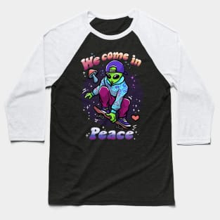 Alien Skateboarding Baseball T-Shirt